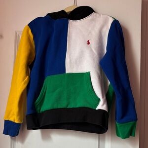 Ralph Lauren Kids Colorblock Hoodie in Blue, White, Green, Yellow